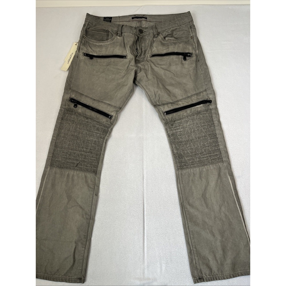 Cult Of Individuality Rebel Moto Jeans Mens 38x34 Gray Clay Distressed Moto